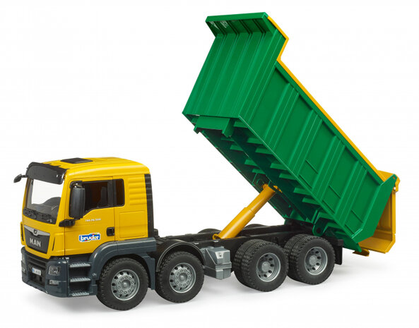 Bruder MAN TGS Muldenkipper mit kippbarer Mulde, gelb-gr&uuml;n, 55 cm