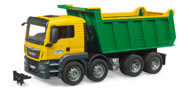 Bruder MAN TGS Muldenkipper mit kippbarer Mulde, gelb-gr&uuml;n, 55 cm