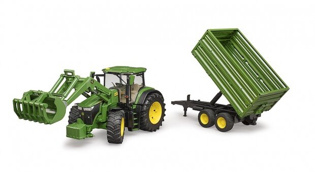 John Deere 7R 350 Traktor mit Frontlader und Kippanh&auml;nger 1:16