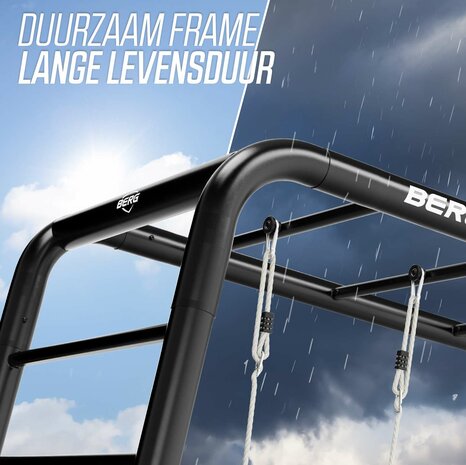 BERG Playbase Extra Large Frame 3-in-1 Speeltoestel - Multifunctioneel Speeltoestel - Rekstok en Ladder - Zwart