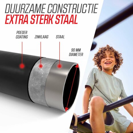 BERG Playbase Extra Large Frame 3-in-1 Speeltoestel - Multifunctioneel Speeltoestel - Rekstok en Ladder - Zwart