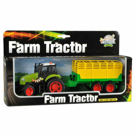 Kids Globe Tractor met Aanhanger Licht & Geluid 1:32