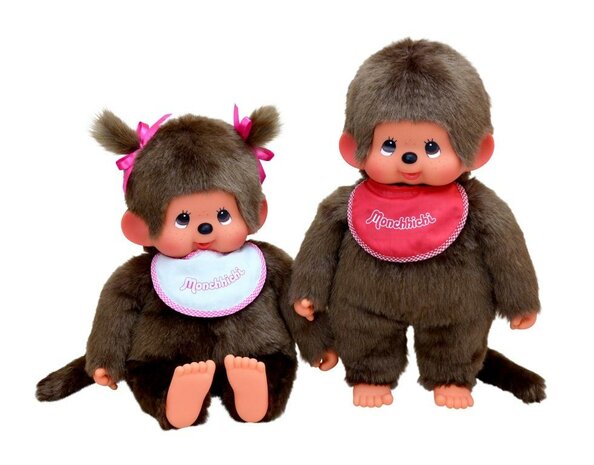 Monchhichi Junge Pl&uuml;schpuppe 45 cm mit rotem L&auml;tzchen