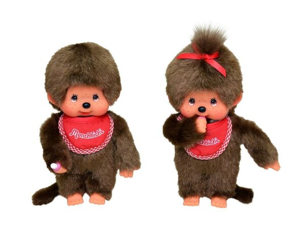 Monchhichi Junge Pl&uuml;schfigur 20 cm mit rotem L&auml;tzchen