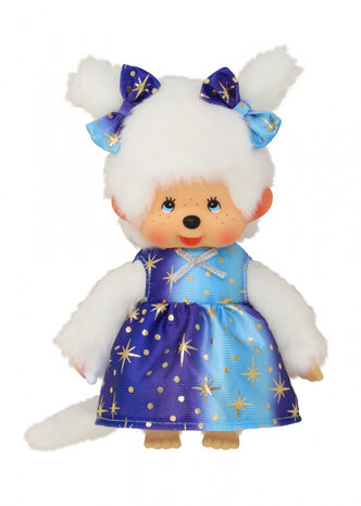 Monchhichi M&auml;dchen Starlight 20cm mit Sternenkleid in Blau-Gold