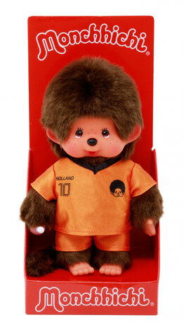 Monchhichi Junge 20 cm mit Holland Fu&szlig;balltrikot Orange Nr. 10
