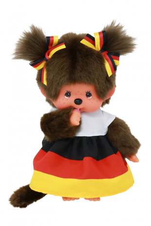Monchhichi M&auml;dchen im Deutschland-Kleid, 20 cm Pl&uuml;schfigur