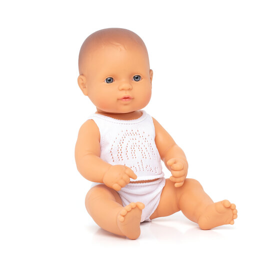 Miniland Babypuppe europ&auml;ischer Junge mit Unterw&auml;sche 32cm