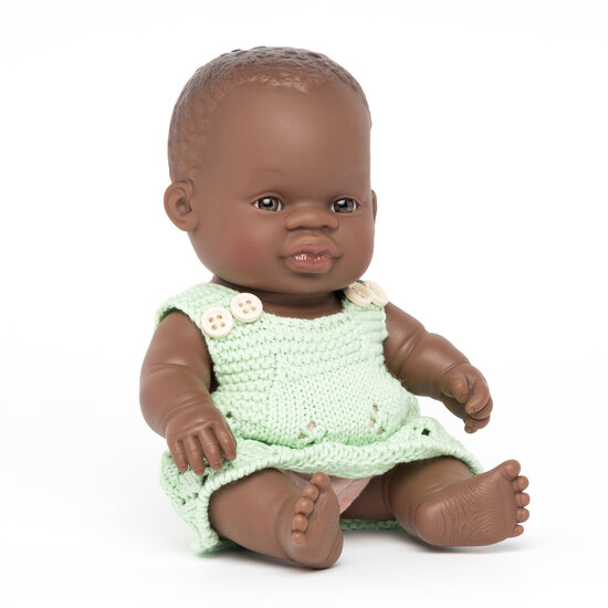 Miniland Babypuppe afrikanisches M&auml;dchen gekleidet 21cm