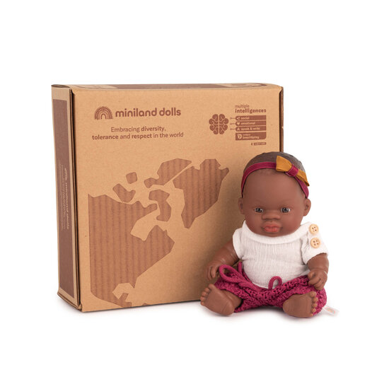 Miniland BABYPOP AFRIKANISCHES M&Auml;DCHEN GEKLEIDET 21CM