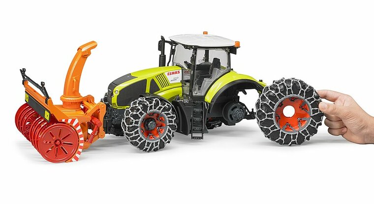 Bruder Claas Axion 950 mit Schneeketten und Schneefr&auml;se 1:16