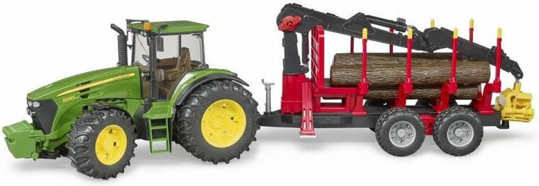 Bruder John Deere 7930 mit R&uuml;ckeanh&auml;nger und 4 Baumst&auml;mmen