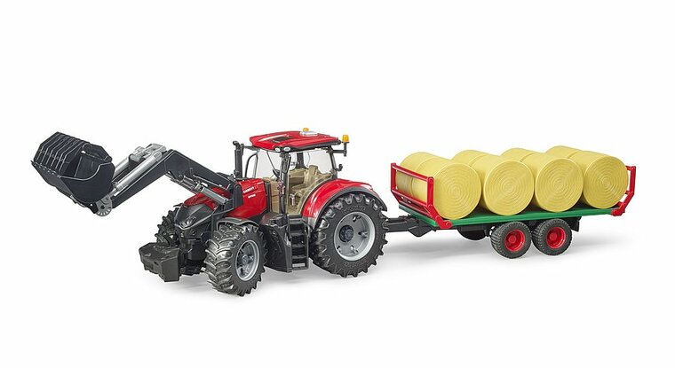 Bruder Case IH Optum 300CVX mit Frontlader und Ballentransportanh&auml;nger