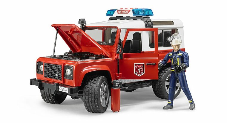 Land Rover Defender Station Wagon Feuerwehr-Einsatzfahrzeug mit Feuerwehrmann inkl. Feuerl&ouml;scher