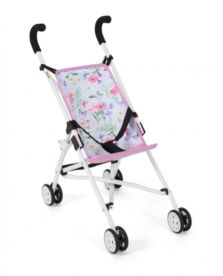 Puppenbuggy Roma (Blumen wei&szlig;/rosa)