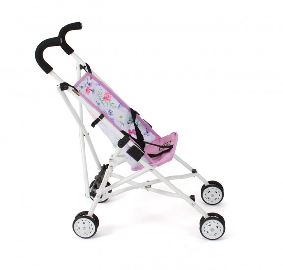 Puppenbuggy Roma (Blumen wei&szlig;/rosa)