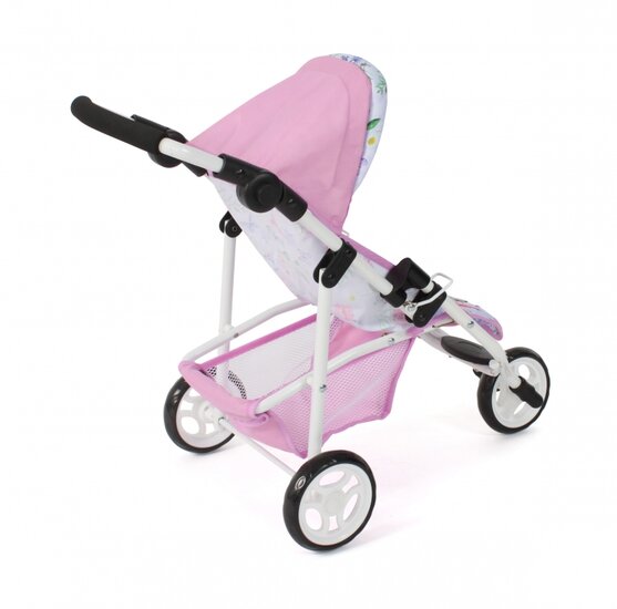 Puppenbuggy Jogging Lola (Blumen wei&szlig;/rosa)