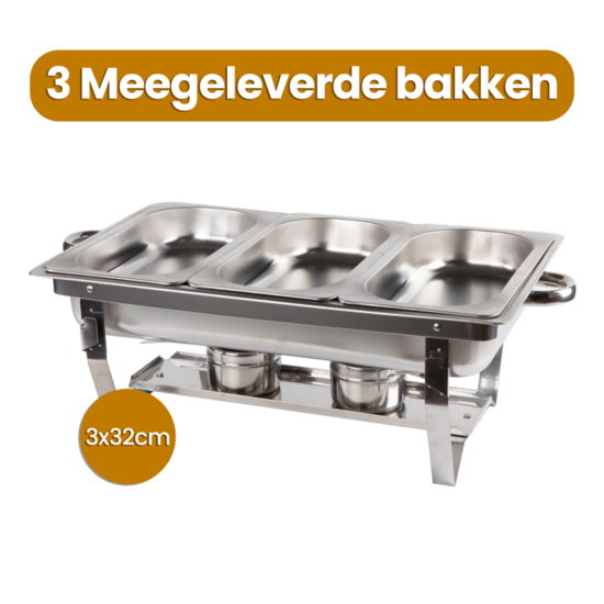 Alora Chafing Dish chrom 3 Beh&auml;lter