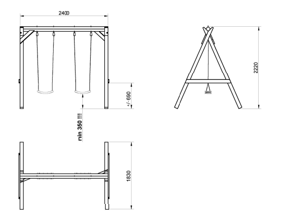 Doppelschaukel aus Holz Prestige Garden