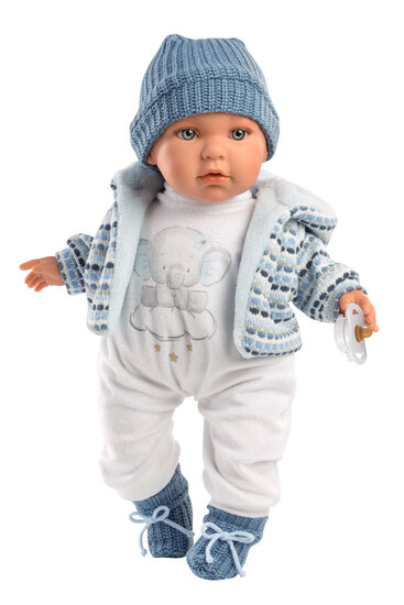 Llorens Puppe Enzo mit blau/wei&szlig;er Jacke - 42 cm