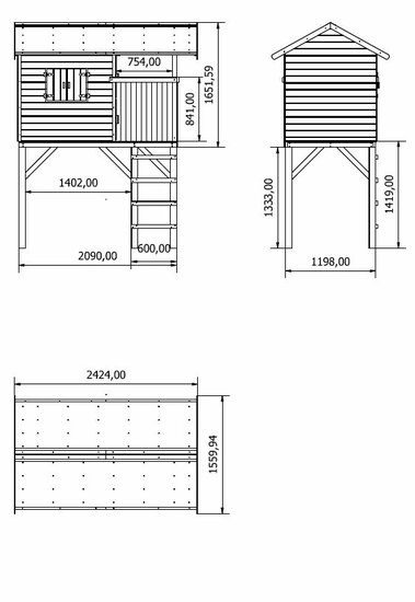 Prestige Garden Holzspielhaus mit anthrazitfarbener Rutsche - Amsterdam