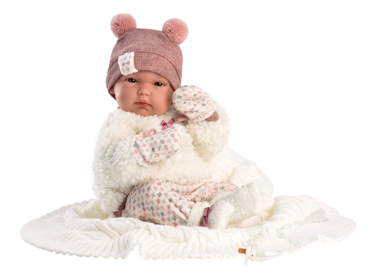 Llorens Puppe Bimba mit Hut und wei&szlig;em Kleid 35cm