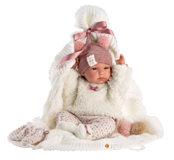 Llorens Puppe Bimba mit Hut und wei&szlig;em Kleid 35cm