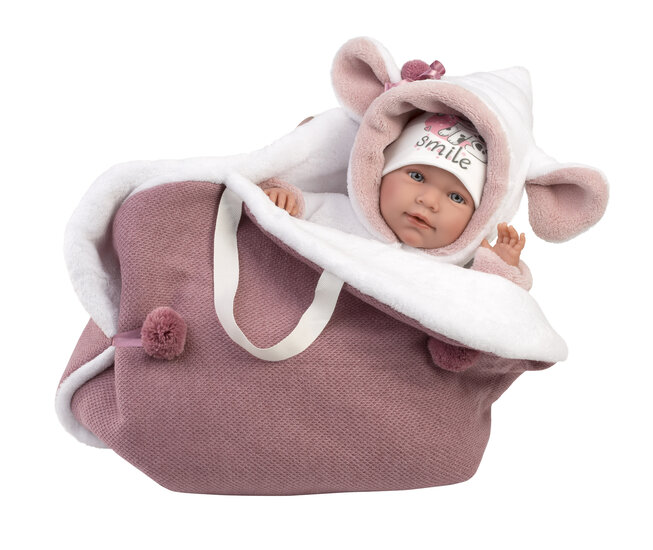 Llorens Babypuppe LALA mit rosa Tragetasche - 42 cm