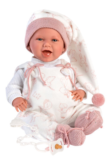 Llorens Pop Mimi Smiles Tragetasche Rosa Storch 42 cm