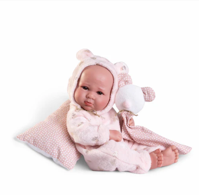 Puppe Antonio Juan Luca mit Teddyb&auml;r-Pyjama 42cm