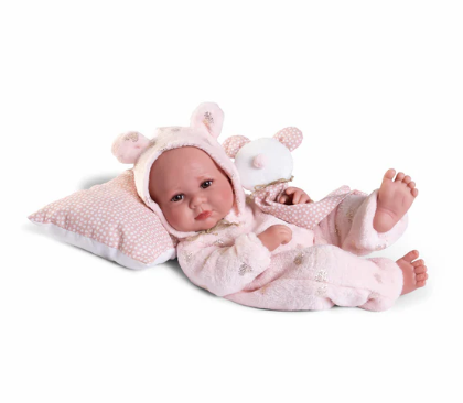 Puppe Antonio Juan Luca mit Teddyb&auml;r-Pyjama 42cm