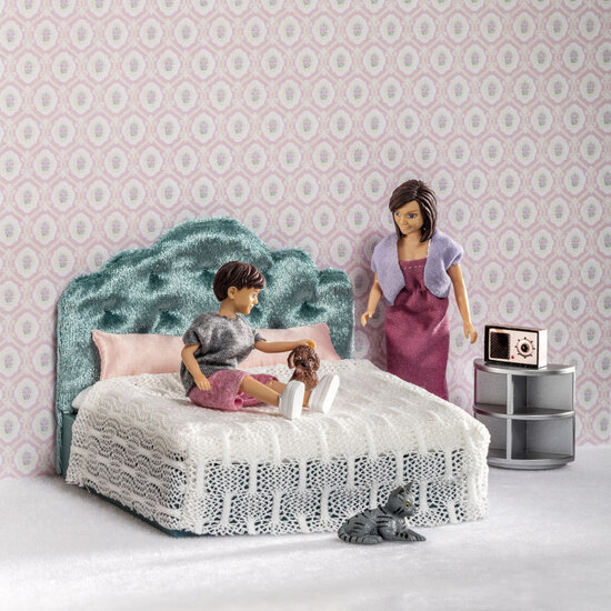 Lundby Puppenhaus Set - Schlafzimmer (Gr&uuml;n/Rosa)