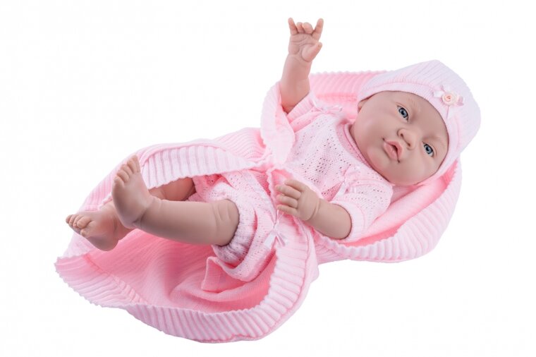 Paola Reina Bebito Babypop nackt gekleidet (in Rosa), 45cm Puppentuch