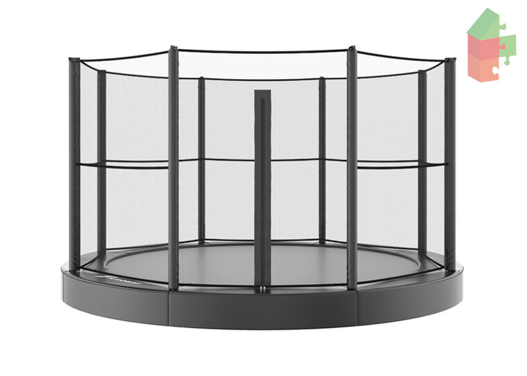 Trampolin AKROBAT ORBIT FLAT 244 (8ft) Anthrazit inklusive Sicherheitsnetz