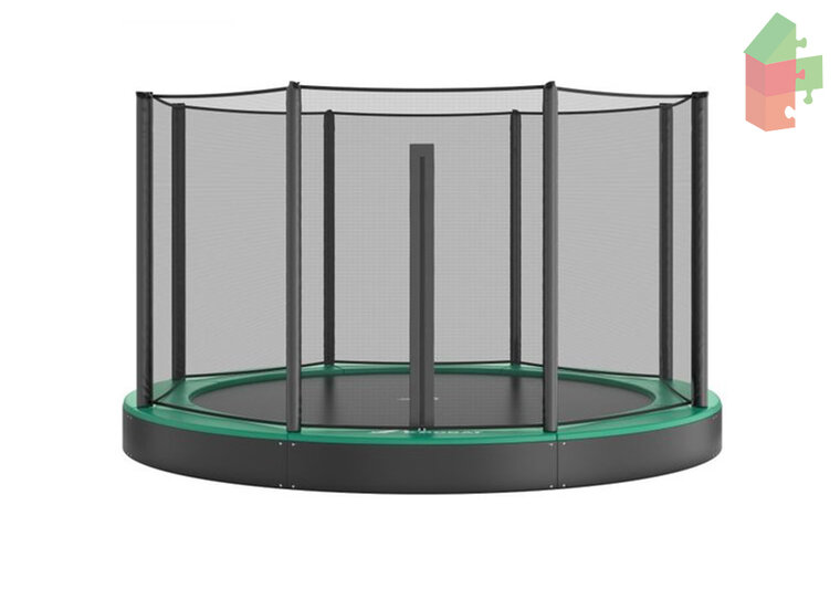 Trampolin AKROBAT ORBIT FLAT 430 (14ft) Gr&uuml;n, inklusive Sicherheitsnetz