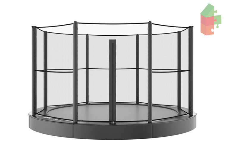 Trampolin AKROBAT ORBIT FLAT 430 (14ft) Anthrazit inklusive Sicherheitsnetz