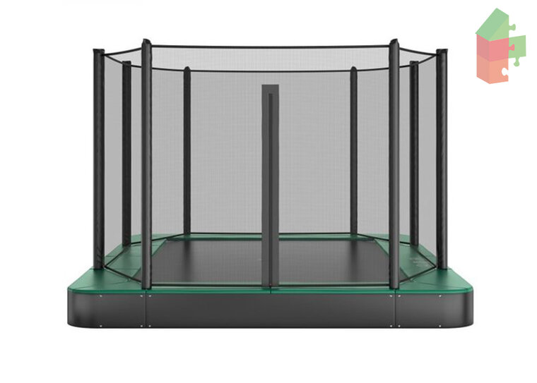 Trampolin AKROBAT ORBIT FLAT 305x183 (10x6ft) Gr&uuml;n, inklusive Sicherheitsnetz