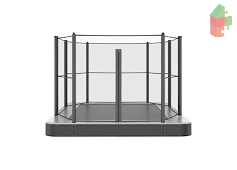 Trampolin AKROBAT ORBIT FLAT 305x183 (10x6ft) Anthrazit inklusive Sicherheitsnetz