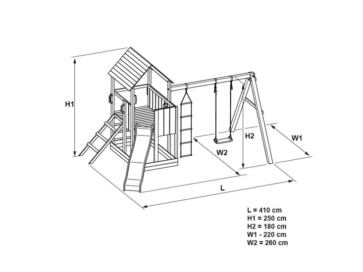 Hölzerner Spielplatz Jungle Tower + anthrazit Rutsche