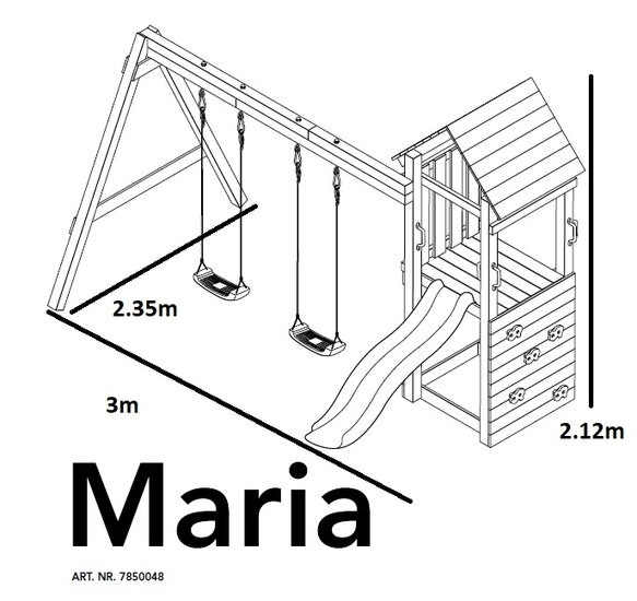 Holzspielplatz Maria mit blaue Rutsche