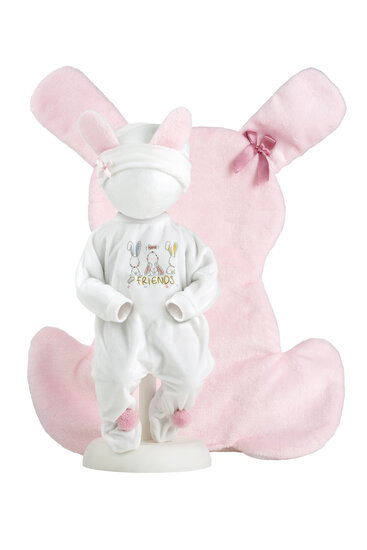 Kledingset Llorens 35cm wit-roze pakje