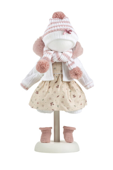 kledingset Llorens 38cm beige jurk met wit jasje