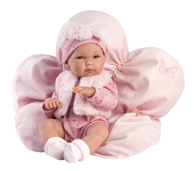 Llorens Pop Bimba Met bloemenkussen 35cm Uitlopend