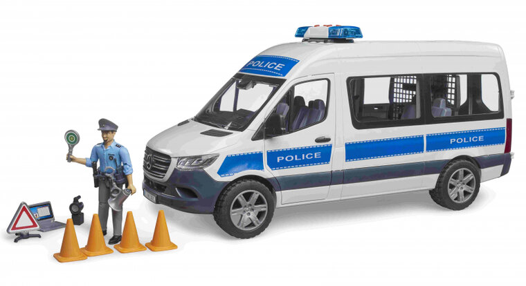 Bruder MB Sprinter politiehulpvoertuig met politieagent