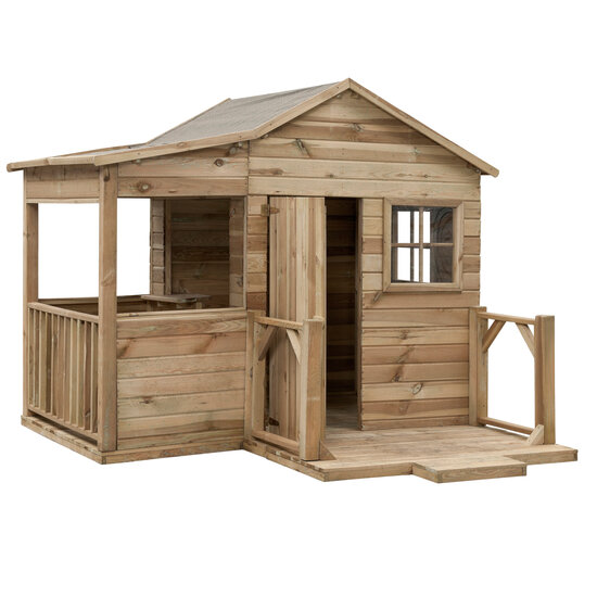 Houten Speelhuisje Laura - Ge&iuml;mpregneerd FSC Hout - Groot Model