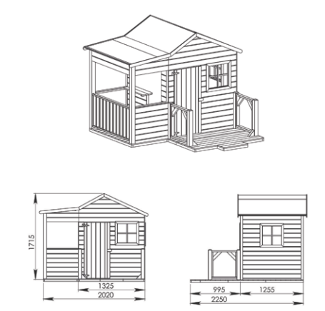 Houten Speelhuisje Laura - Ge&iuml;mpregneerd FSC Hout - Groot Model