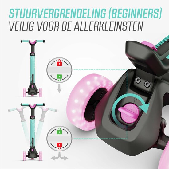 BERG Nexo Step - Opvouwbaar LED Verlichting - Mint/Roze 6+ Jaar