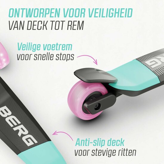 BERG Nexo Step - Opvouwbaar LED Verlichting - Mint/Roze 6+ Jaar
