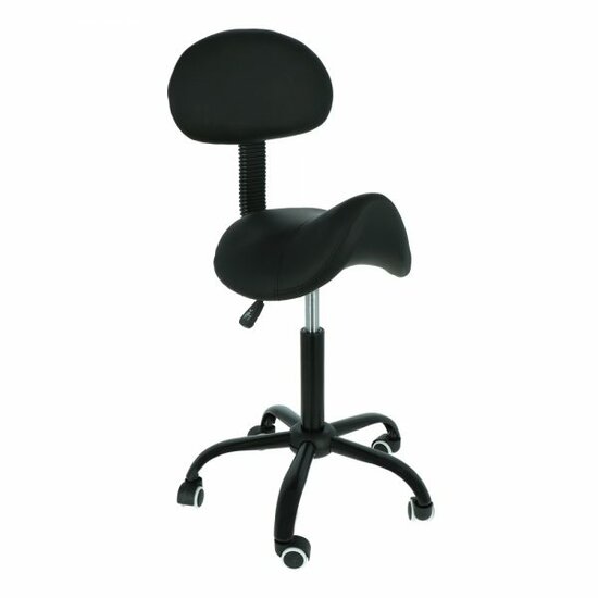 Zadelkruk Zwart - Met Rugleuning - Verstelbaar - Werkstoel