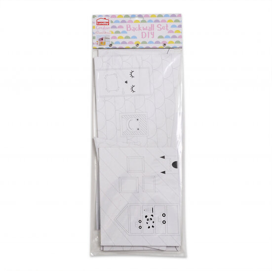 DIY poppenhuis achterwand om in te kleuren - Lundby Creative 44x19cm